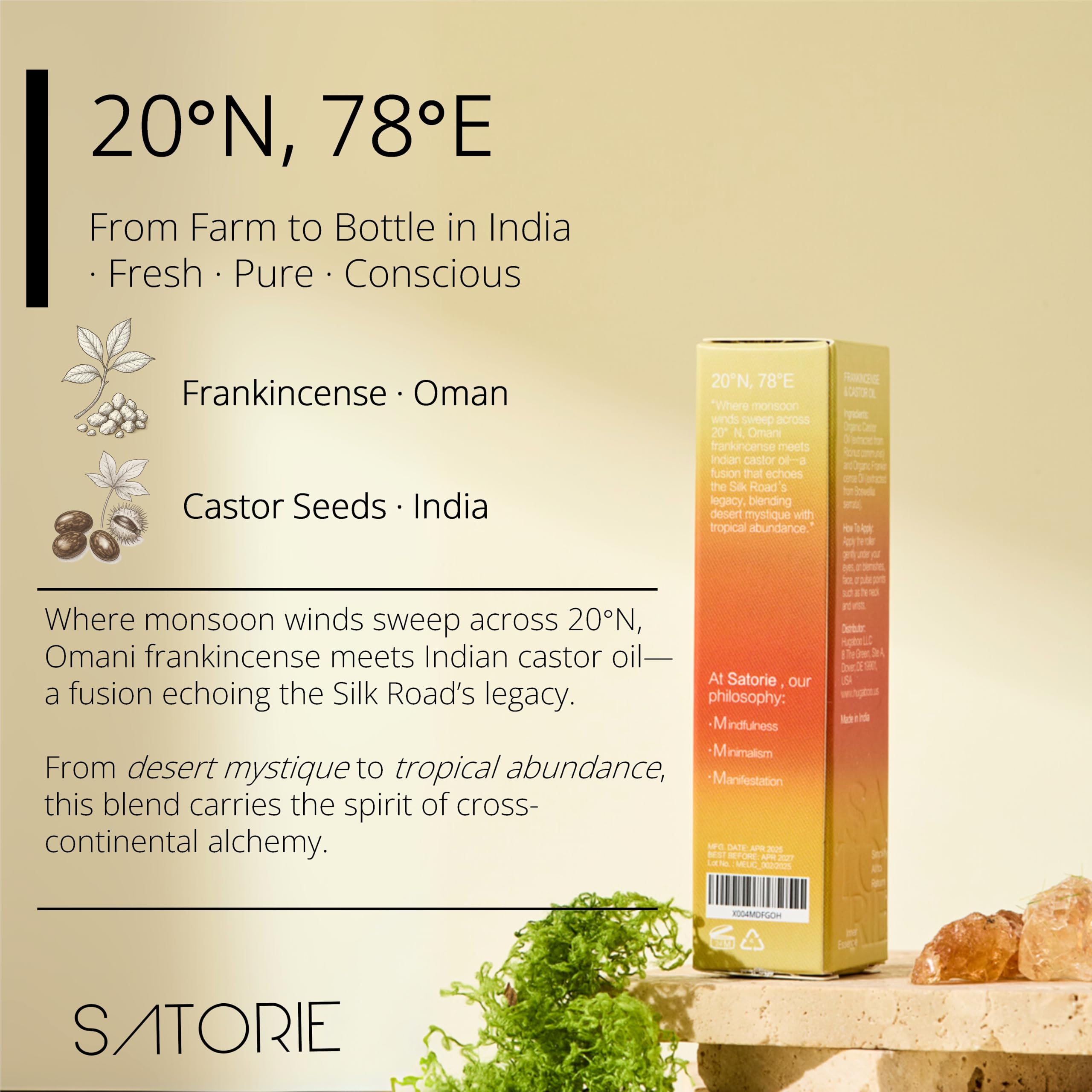 Satorie Made in India farm-to-bottle origin.
