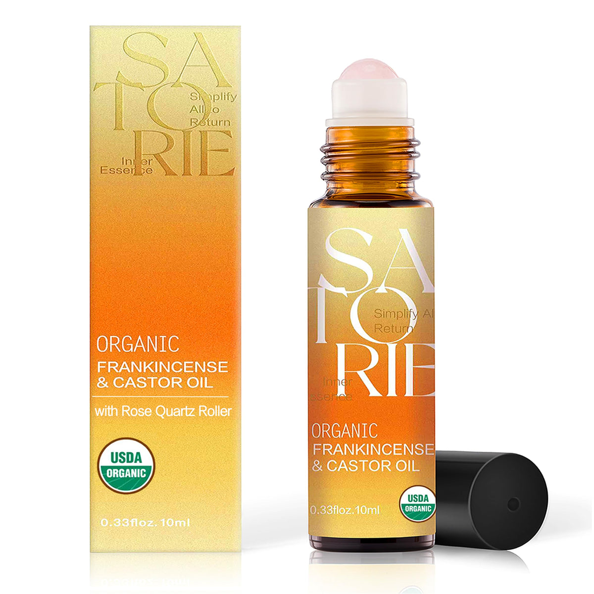 Satorie Time Eraser Rollerball with rose quartz for cooling, precise application.