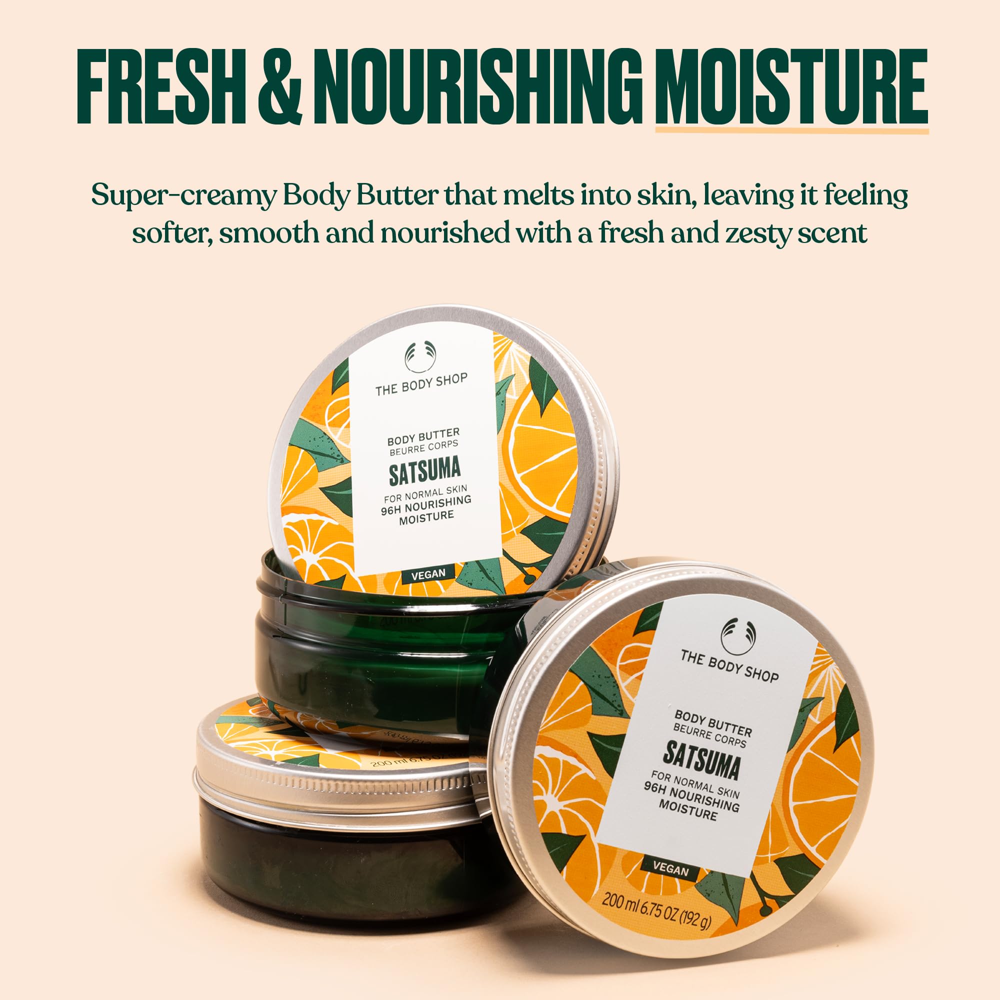 Satsuma Body Butter packaging highlights recyclable materials and planet-friendly design
