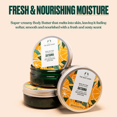 Satsuma Body Butter packaging highlights recyclable materials and planet-friendly design