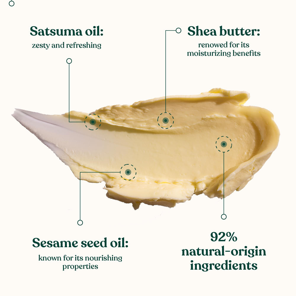 Satsuma oil fragrance and zest hint at an uplifting sensory experience