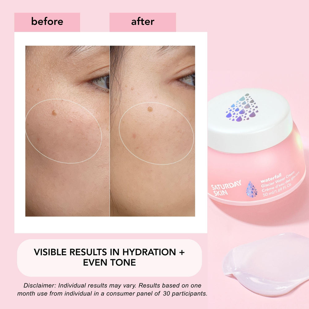 Saturday Skin lightweight gel texture being absorbed quickly for makeup-ready skin