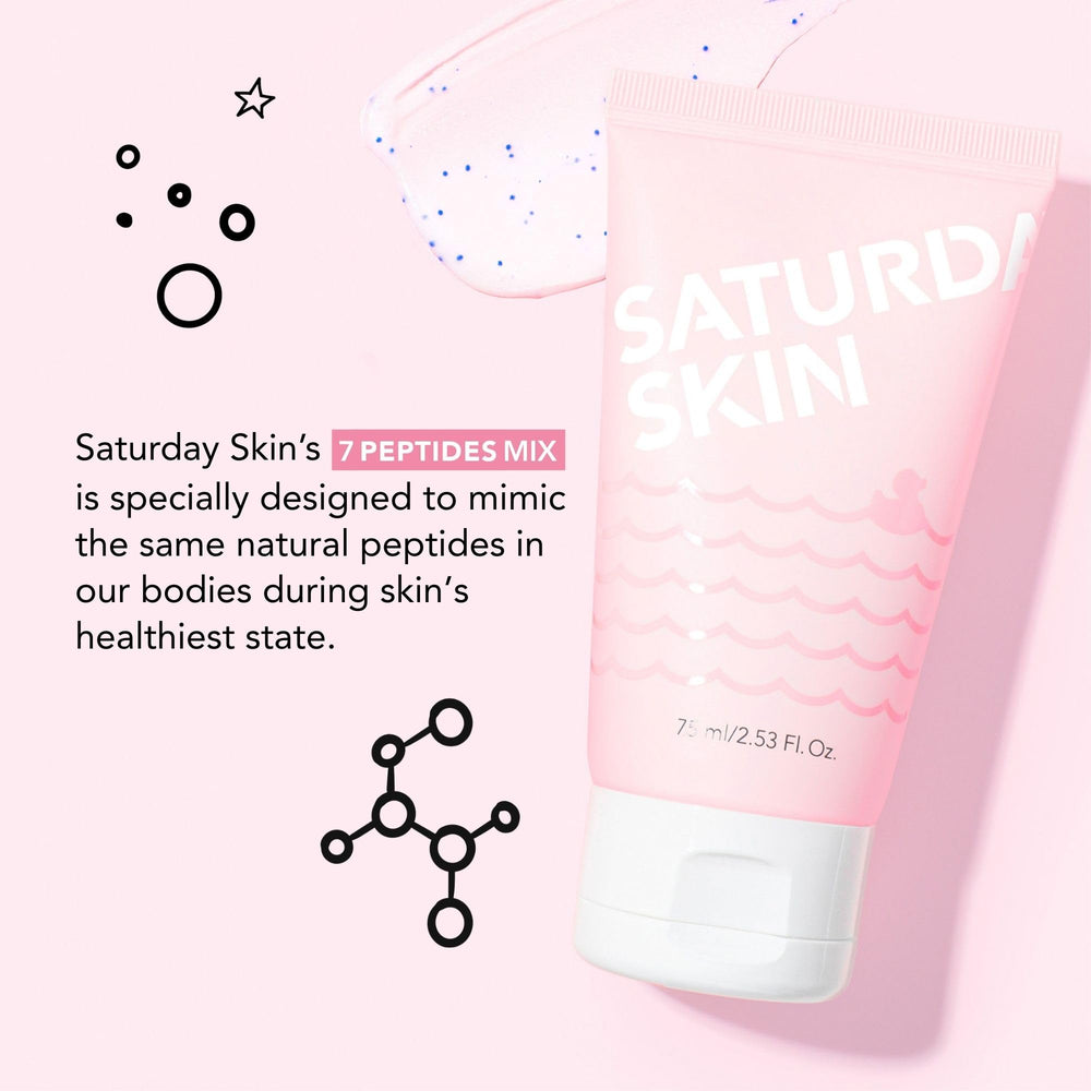 Saturday Skin Rub-A-Dub glow-before-after shows luminous refined texture