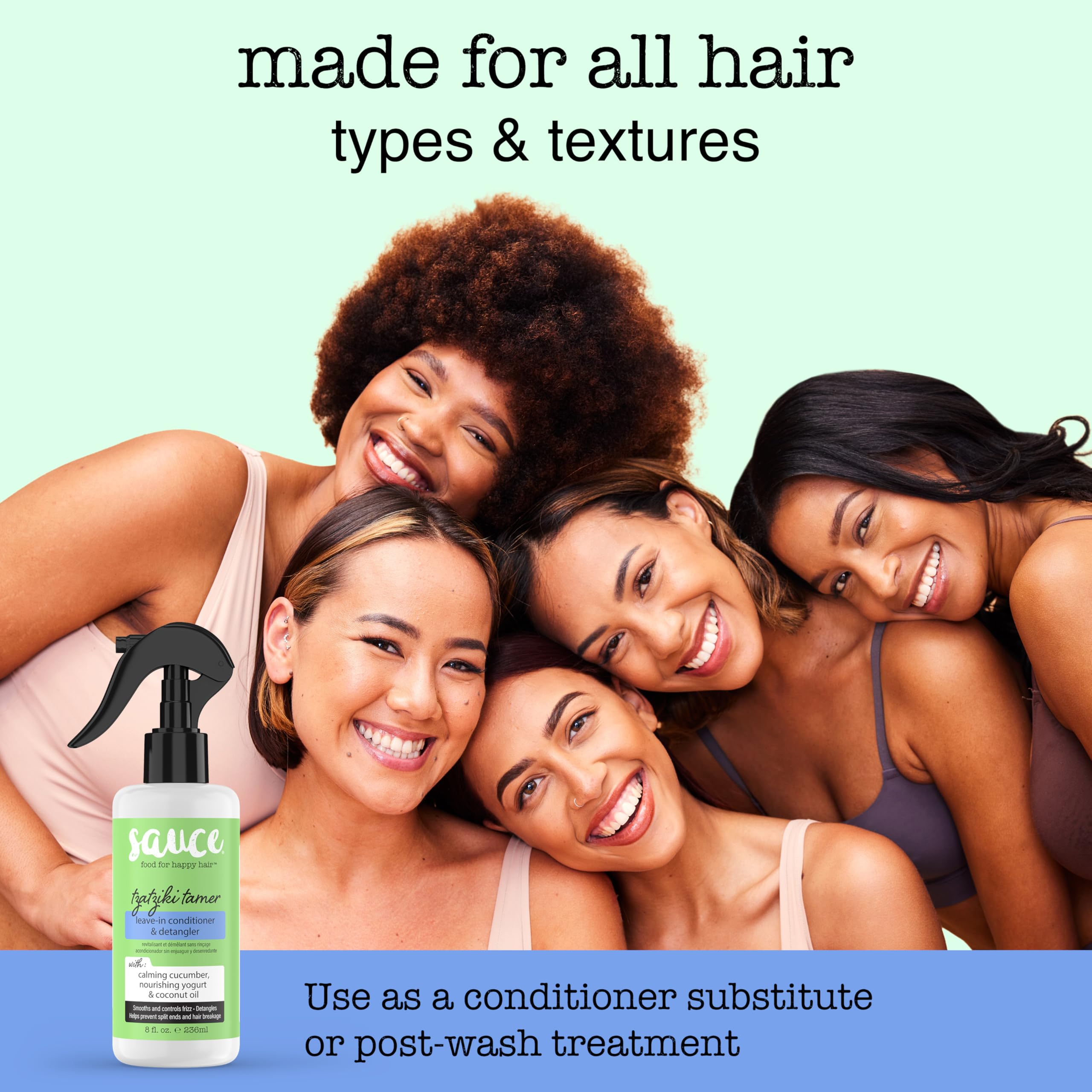 SAUCE BEAUTY curl-enhancer detangler spray supports defined curls.