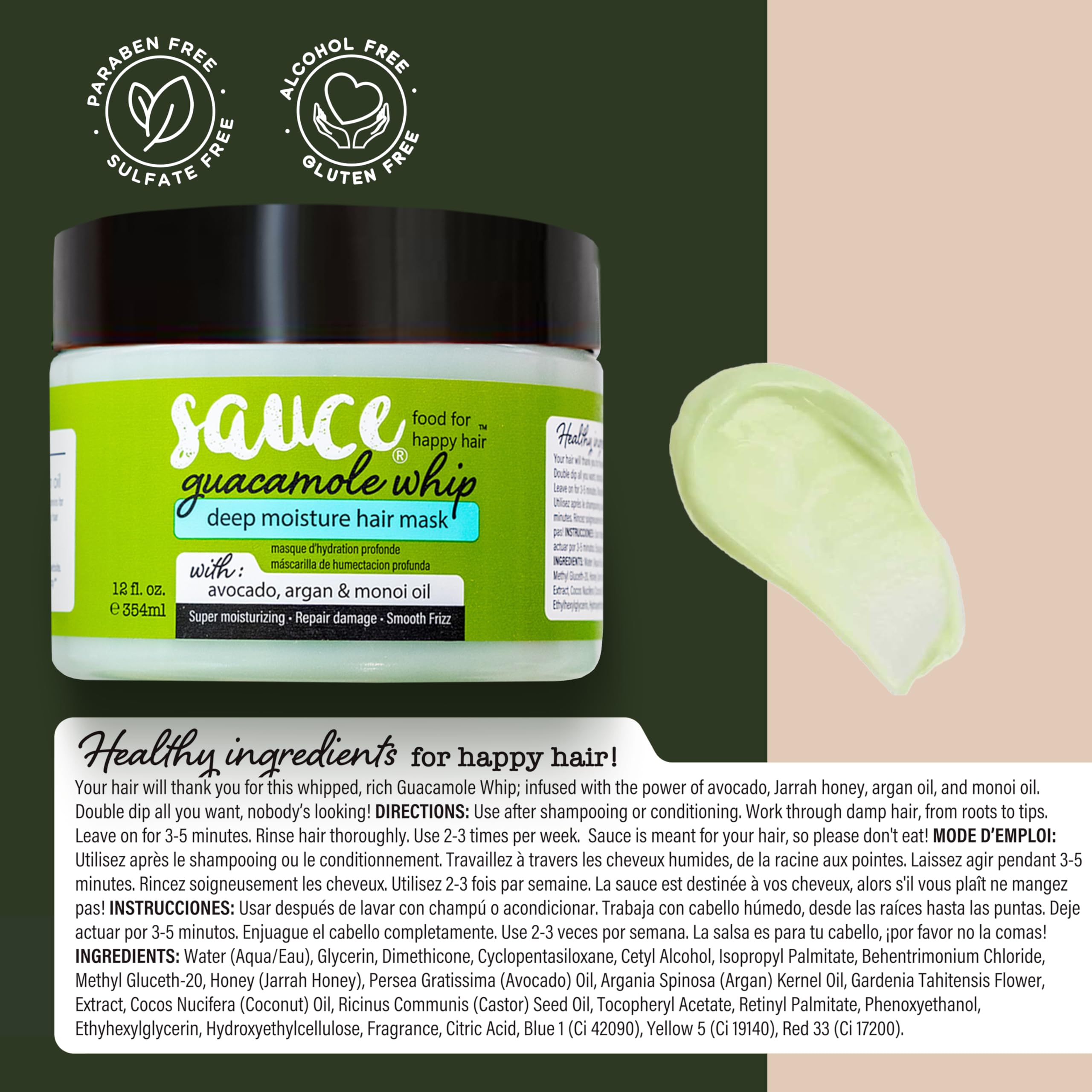 Floral honey scent from Guacamole Whip enhances your shower routine.