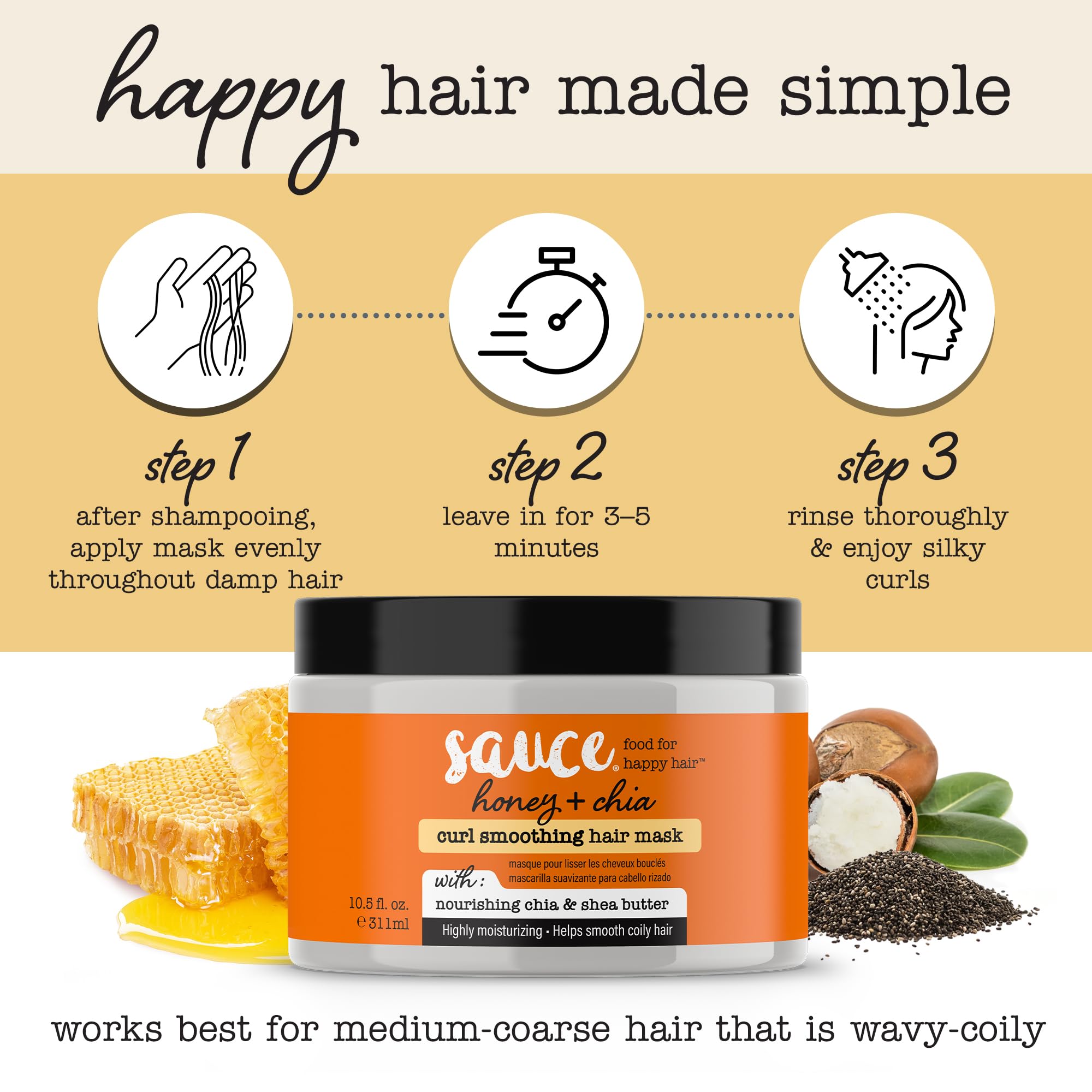 SAUCE BEAUTY Richly hydrated curls after using the Hair Mask