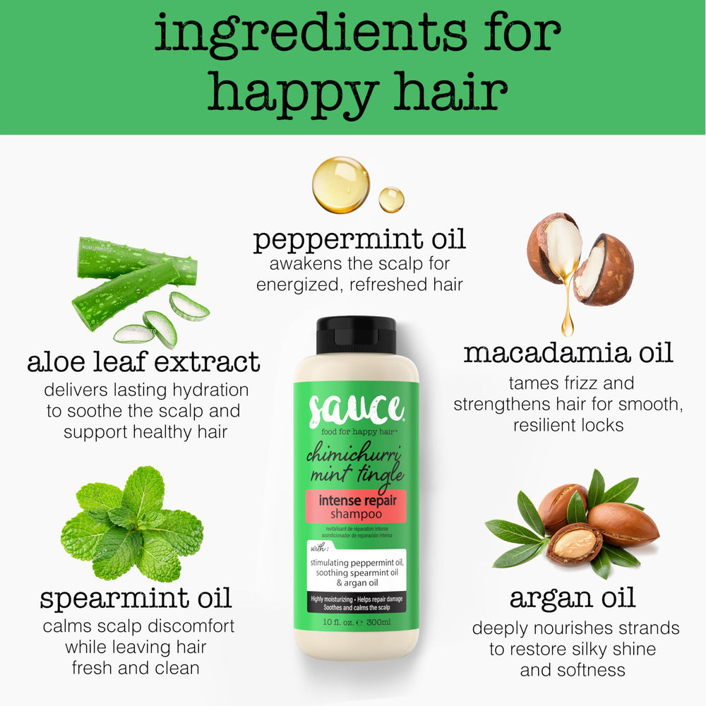 Sauce Beauty Intense Repair Shampoo label coverage shows sulfate- and paraben-free formula