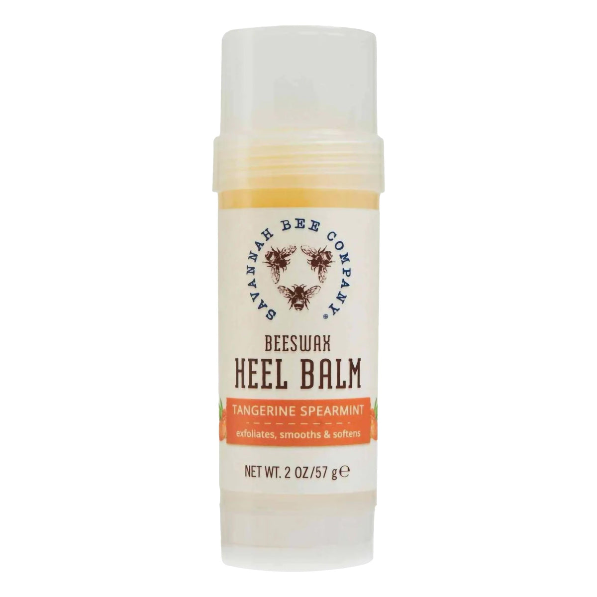 Savannah Bee Company beeswax heel balm jar close-up with tangerine fragrance for dry heels