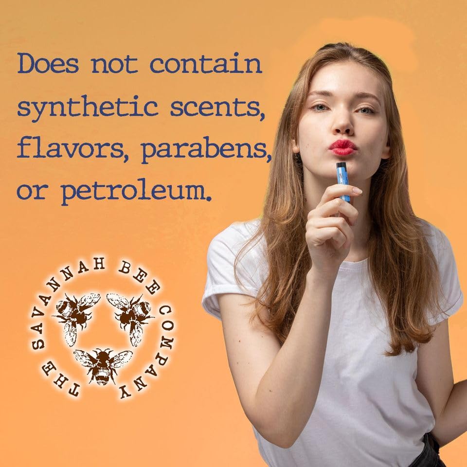 Savannah Bee Company lip balm honey-fragrance close-up conveys fresh scent.