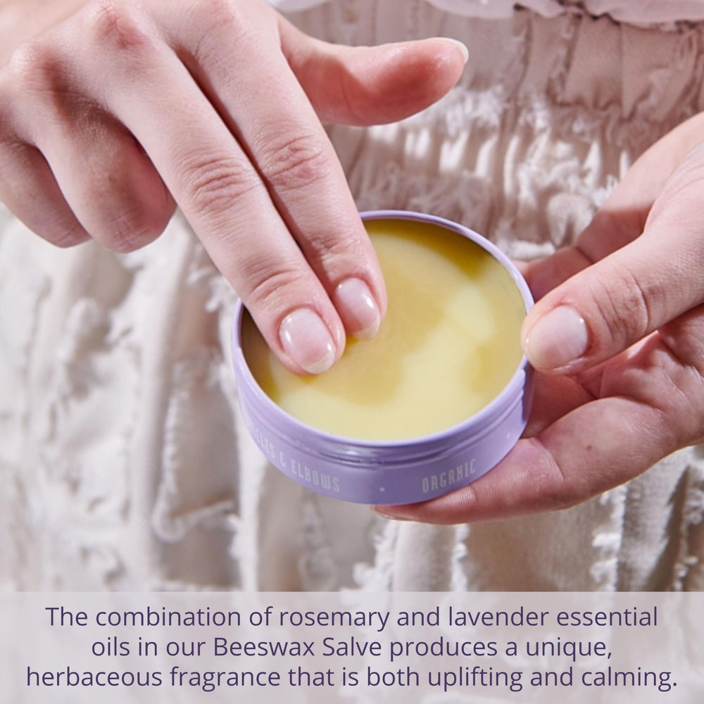 Savannah Bee Original Beeswax Salve hand application for deep moisture on dry hands.