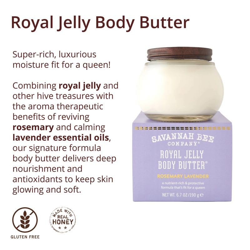 Savannah Bee Royal Jelly Body Butter bottle with gift-ready packaging.