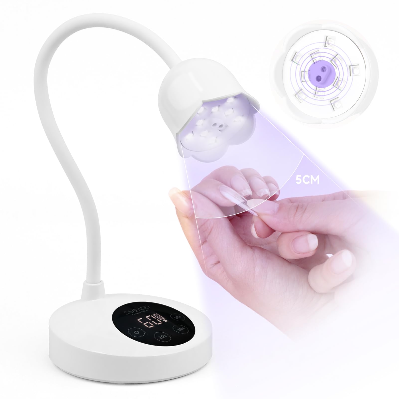 SAVILAND 30W UV nail lamp cordless for convenient home gel manicures.