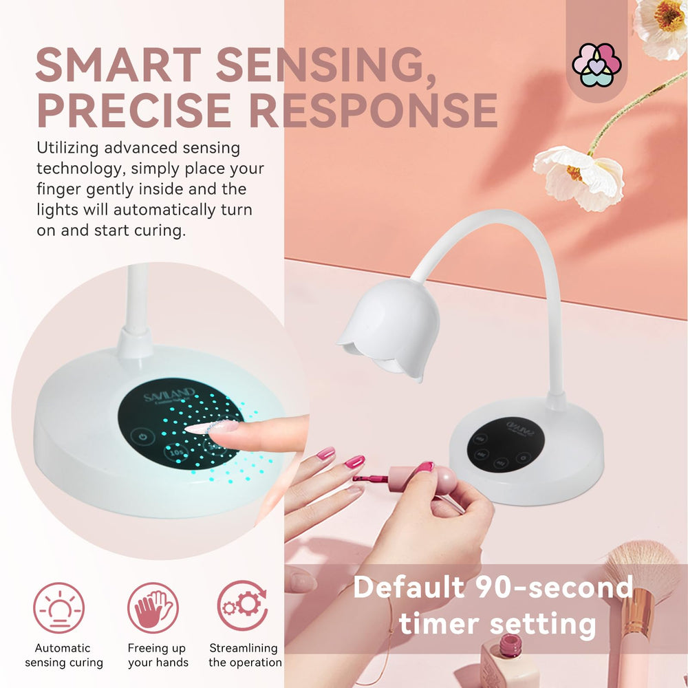 SAVILAND 360-degree rotatable light hose focuses nail curing.