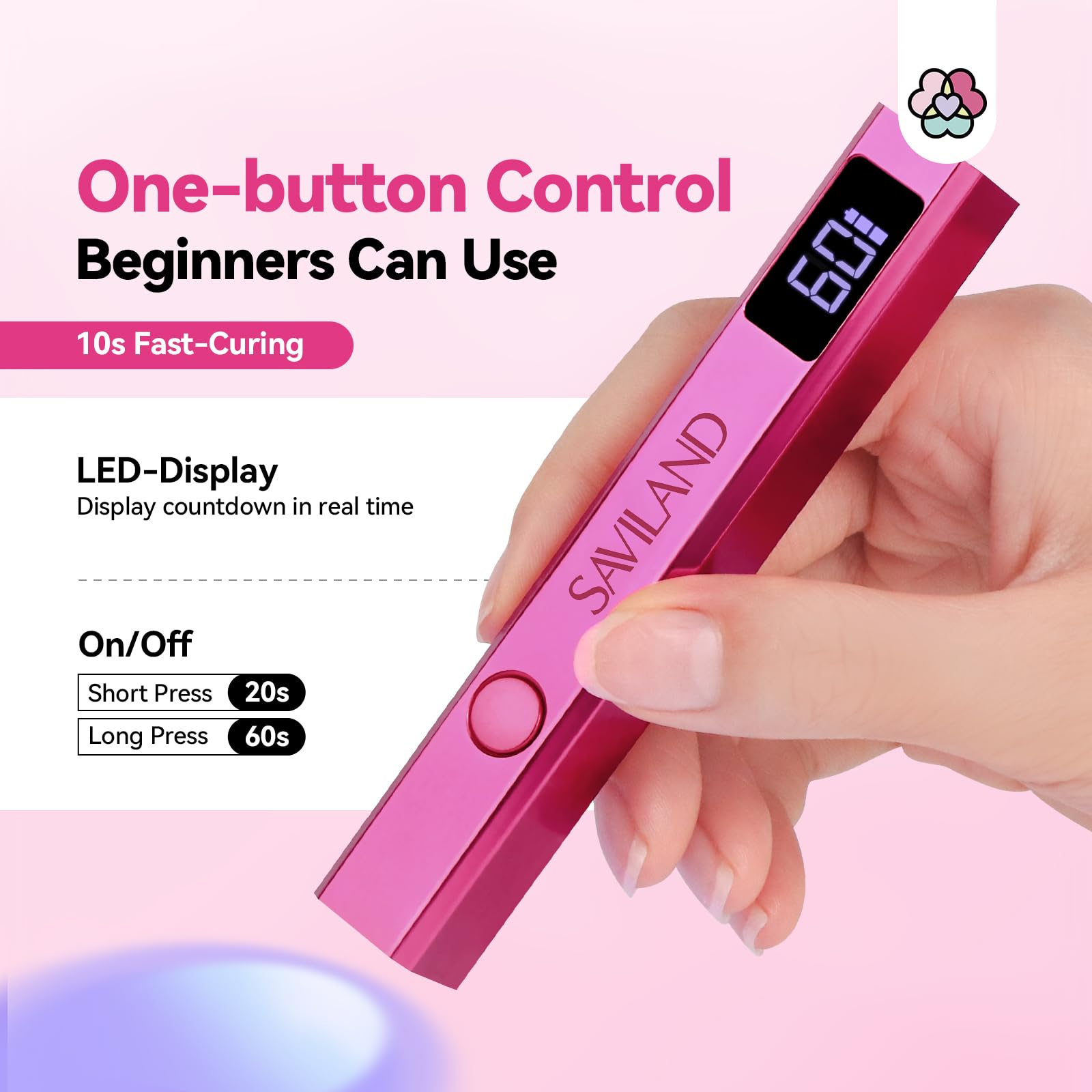 SAVILAND 360-rotate nail lamp lets you find the perfect curing angle.
