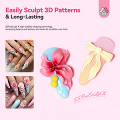 SAVILAND 3D nail gel set finish showcases a glossy sculpture look