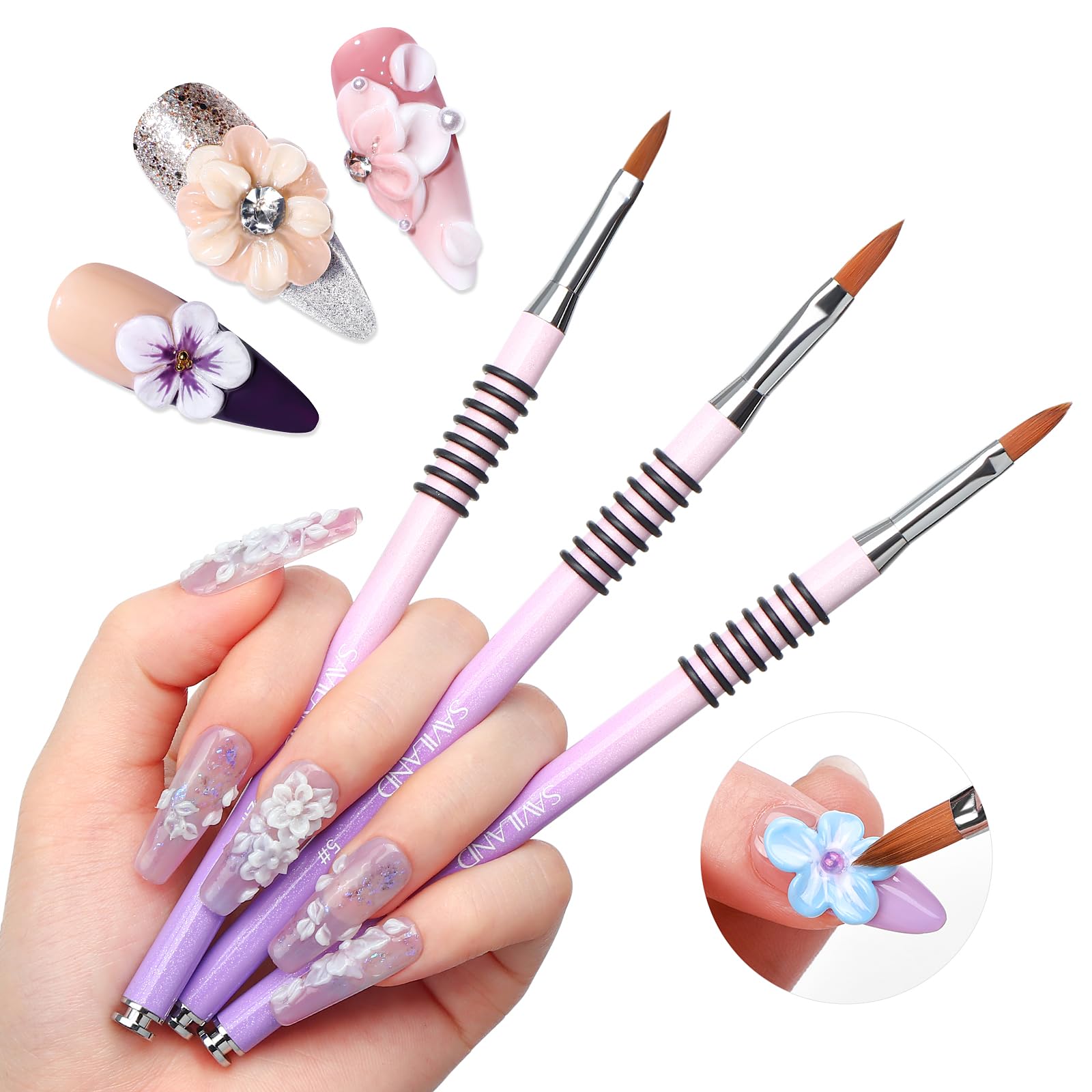 SAVILAND 3D nail brush size-2 tip for fine lines and detail