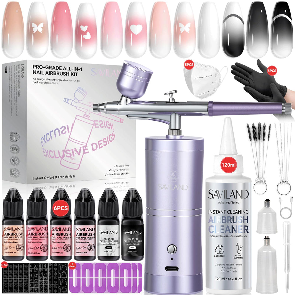 SAVILAND 7-in-1 Pro Airbrush Set color bottles deliver quick, even color