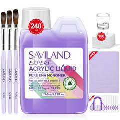 SAVILAND 8oz EMA liquid bottle — pure, lower-odor acrylic formula for smooth nails.