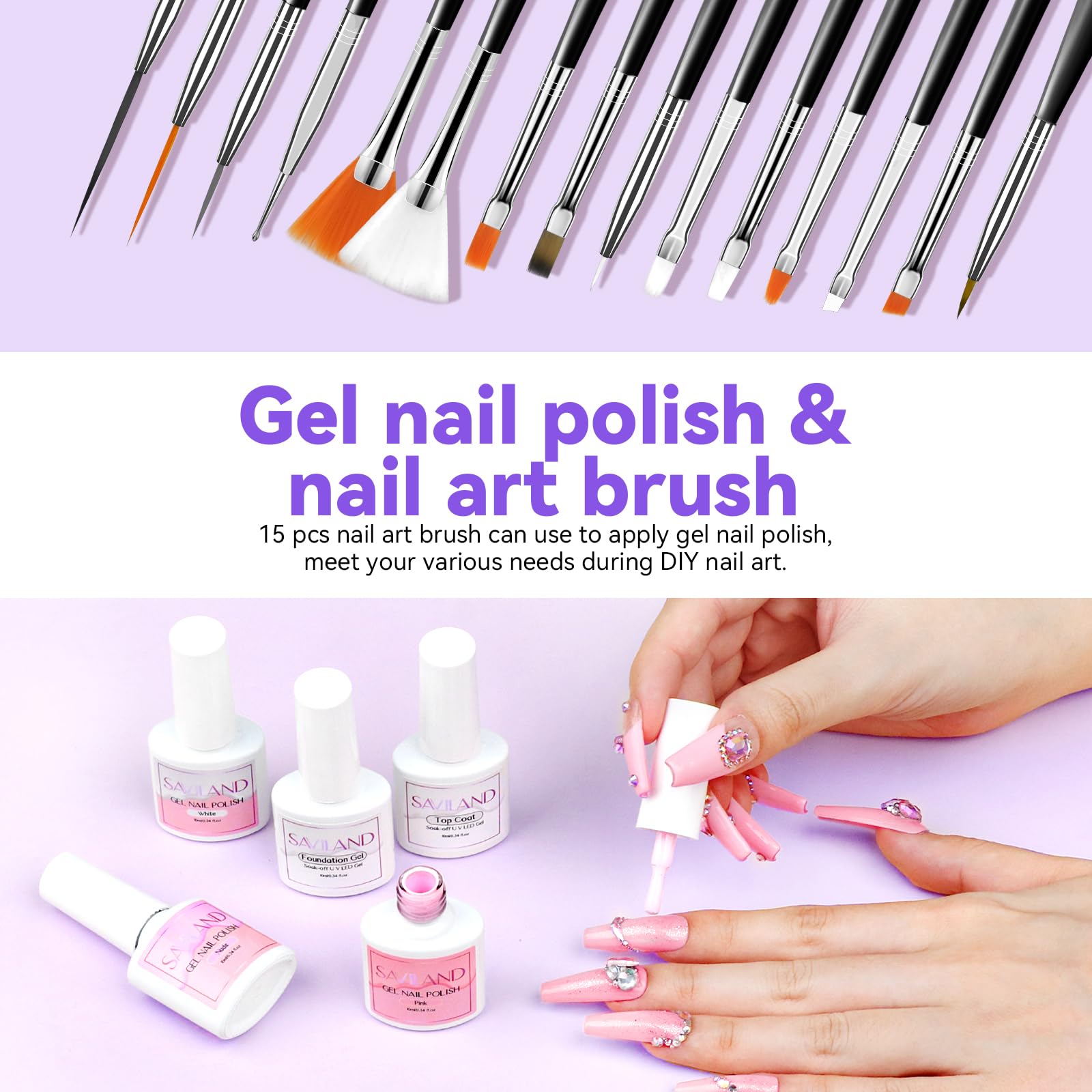 SAVILAND acrylic brushes and tools neatly organized for precise, beginner-friendly application