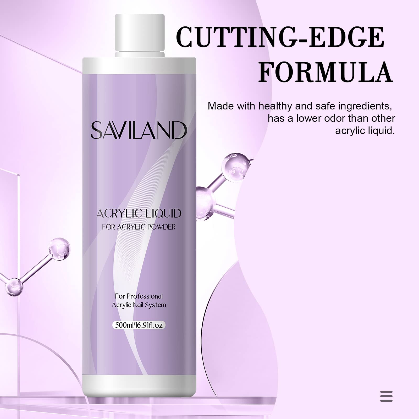 Saviland acrylic liquid close-up highlights quick 5–8 minute drying.