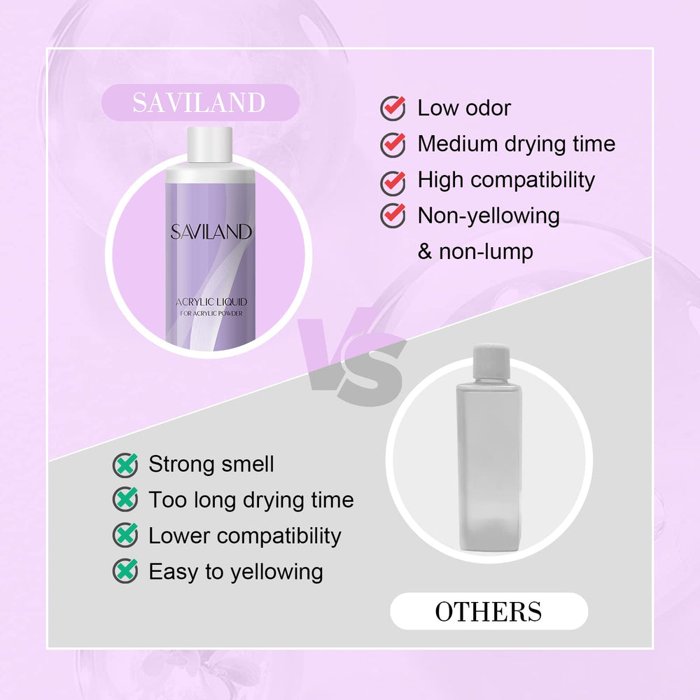 Saviland acrylic liquid low-odor formula keeps workspace comfortable.