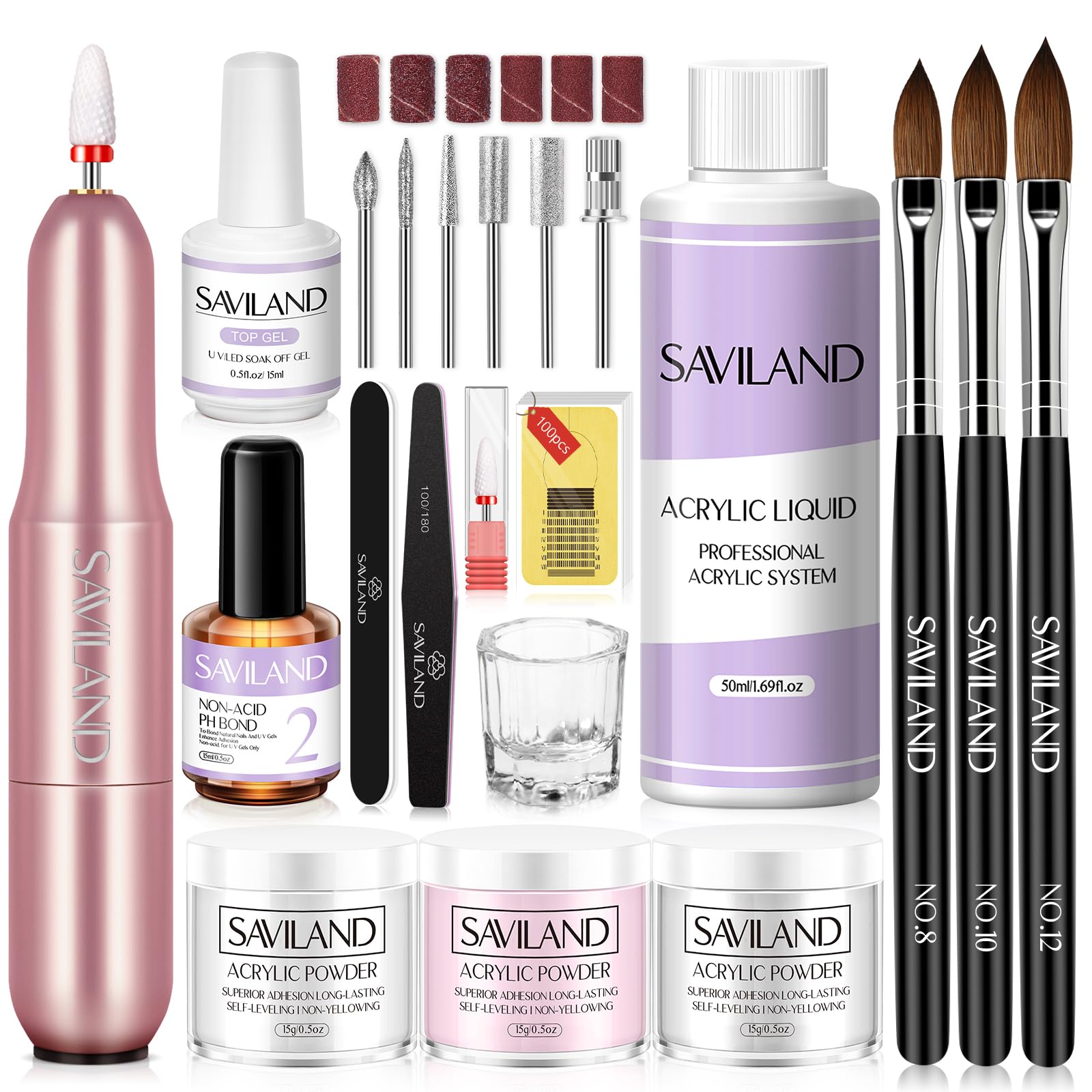 SAVILAND acrylic nail kit boxed set for beginners in a convenient home manicure setup