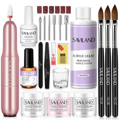 SAVILAND acrylic nail kit boxed set for beginners in a convenient home manicure setup
