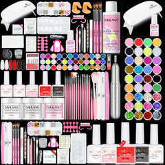 SAVILAND acrylic nail kit contents shown for at-home practice