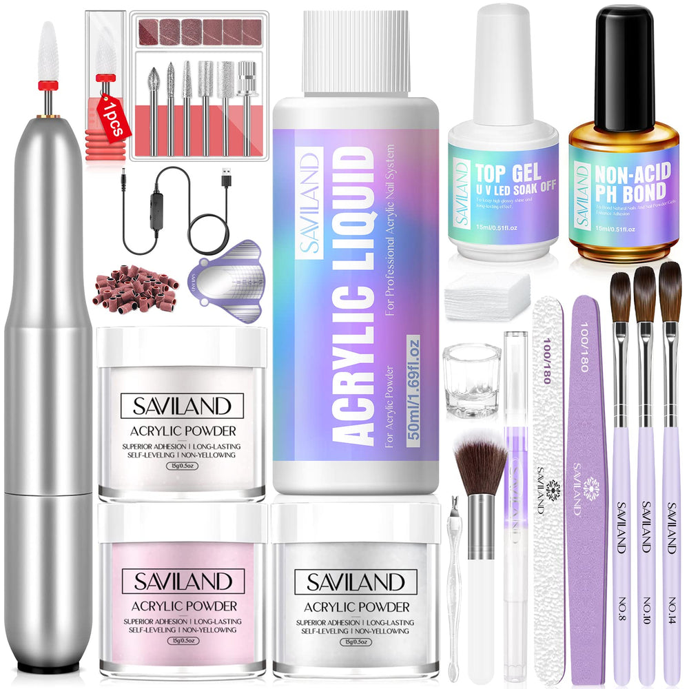 SAVILAND acrylic nail kit drill close-up for beginner nail art