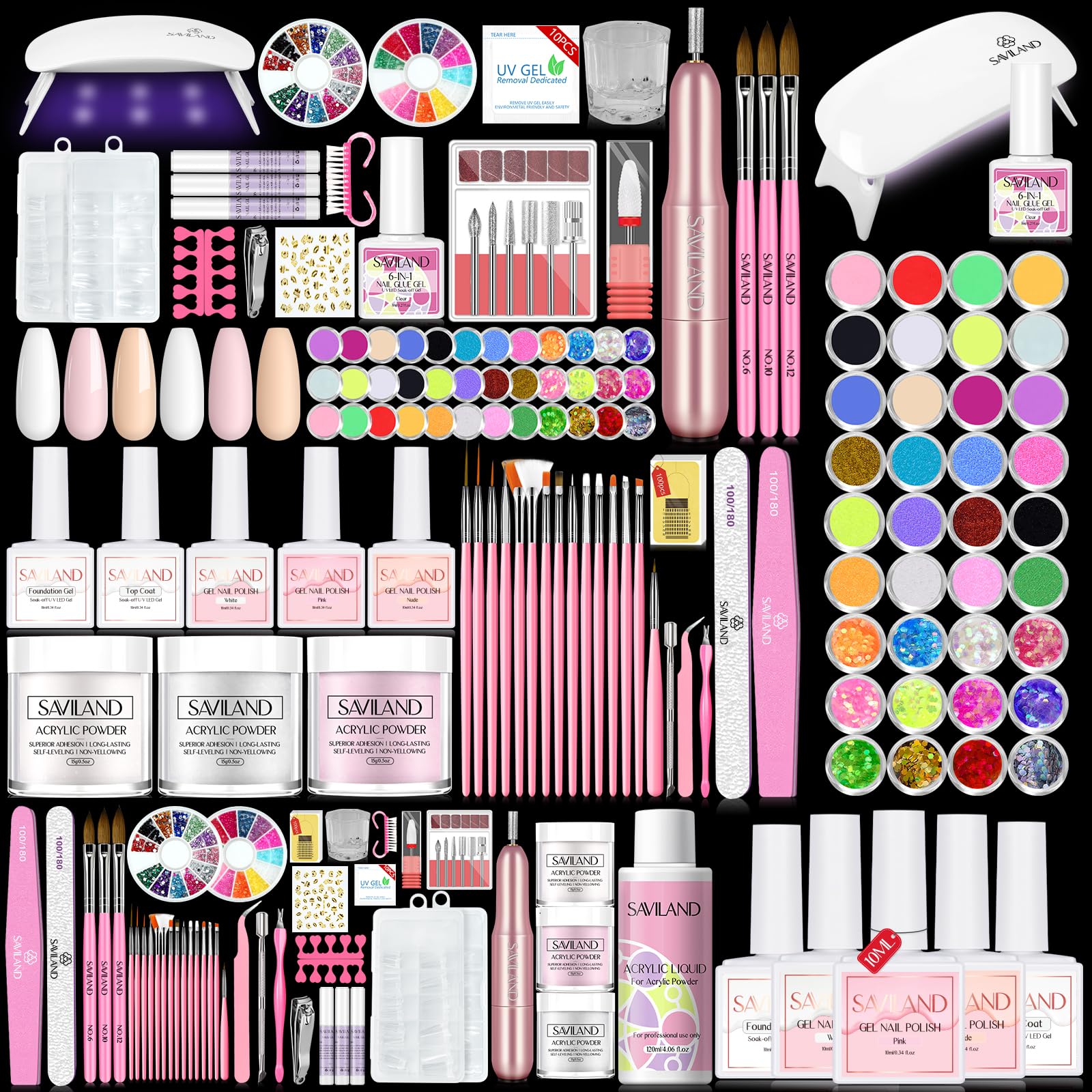 SAVILAND acrylic nail kit with drill setup enables professional-looking at-home manicures