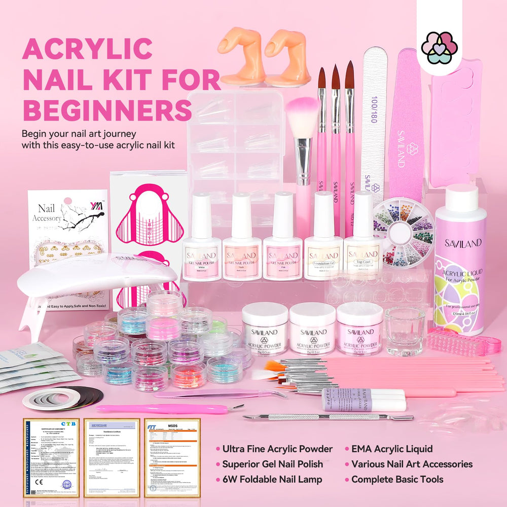 SAVILAND acrylic powder colors pink white clear for versatile designs
