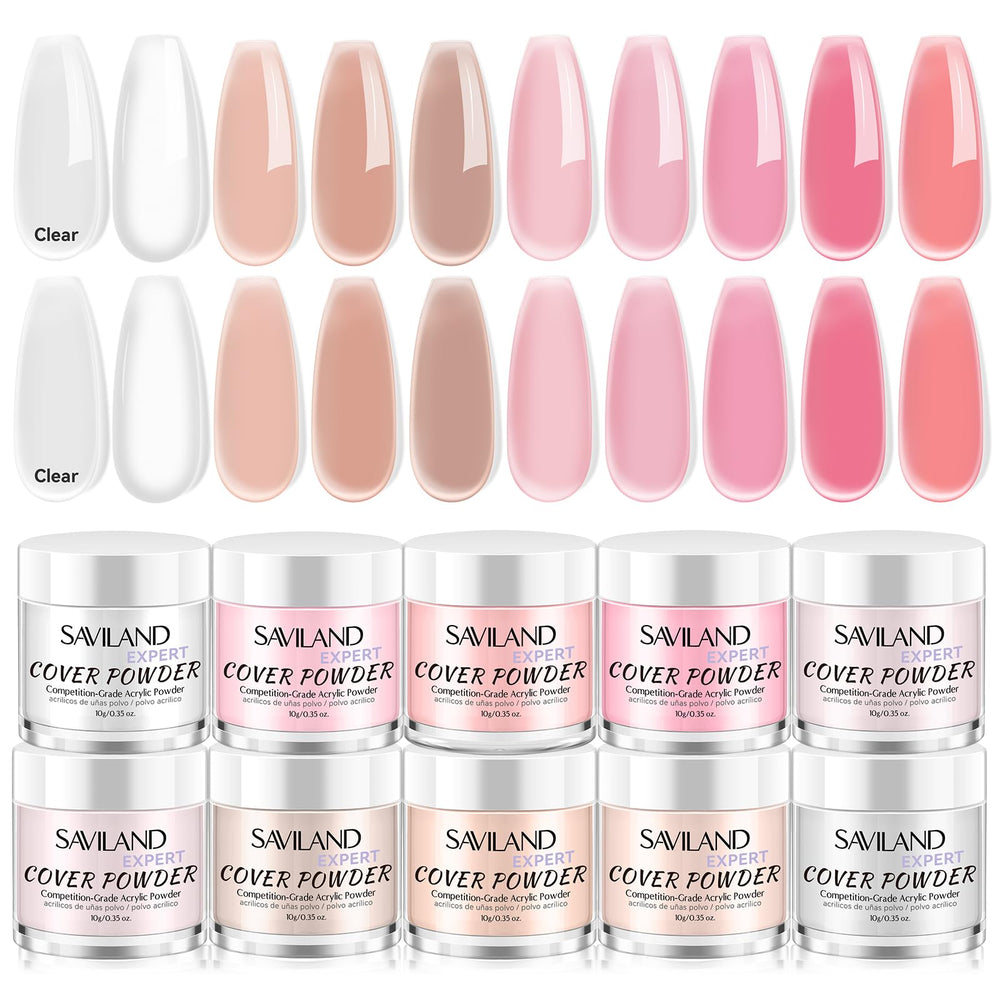 Saviland acrylic powder set packaging shown for easy salon-at-home prep and organization.