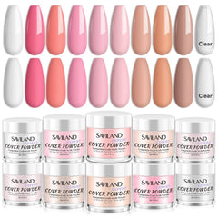 Saviland acrylic powder set packaging shown for easy salon-at-home prep and organization.