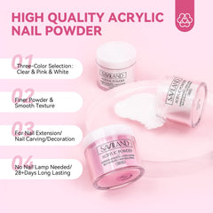 SAVILAND ultrafine acrylic powder for strong extensions and smooth color build.