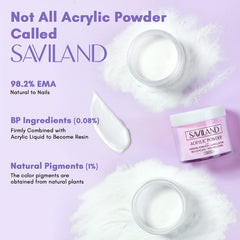 SAVILAND acrylic powder white close-up for crisp French nails