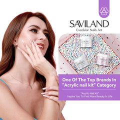 SAVILAND acrylic powders in clear, white, and pink for versatile French and sculpted nails