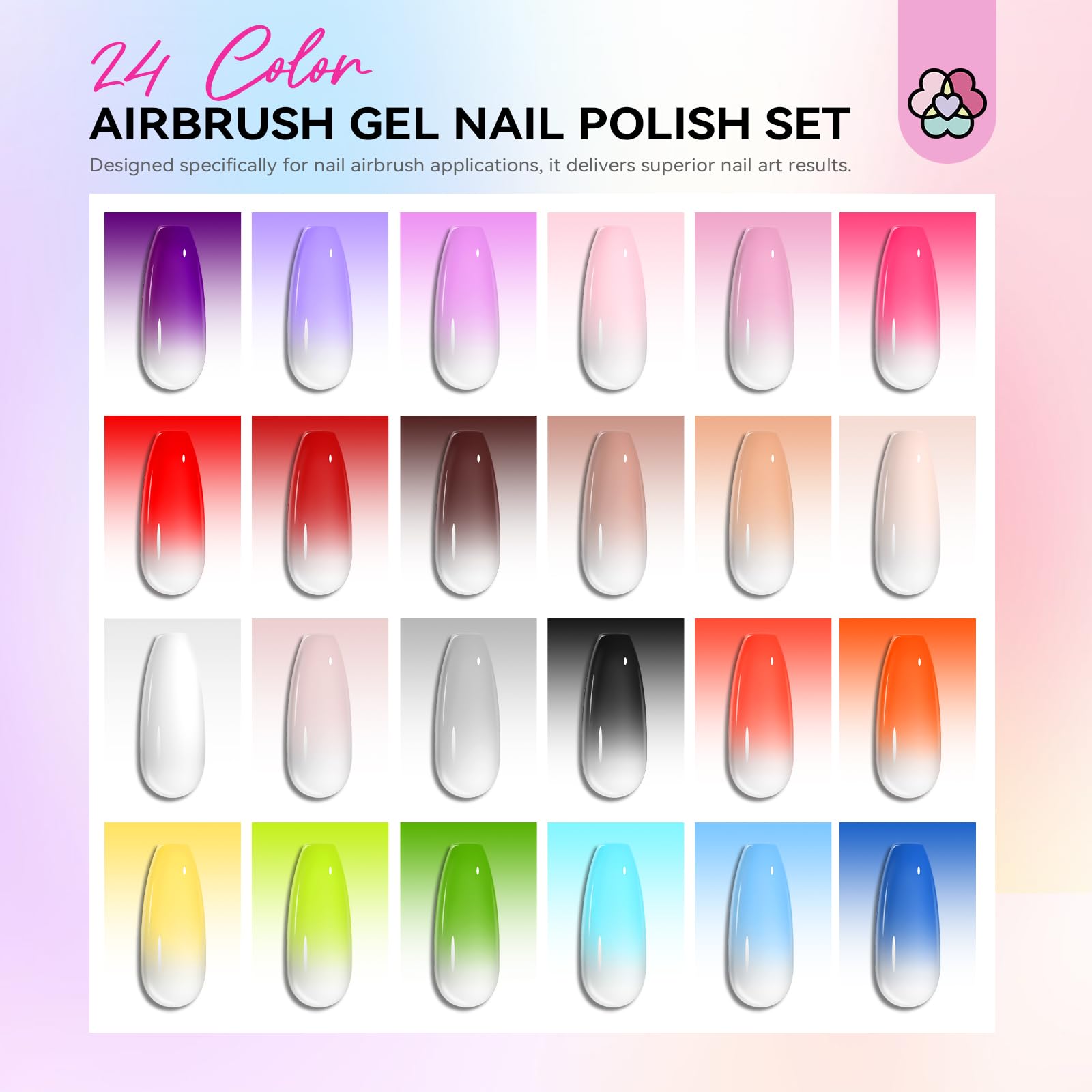 SAVILAND color swatches display 24 shades ideal for gradients and layered nail art