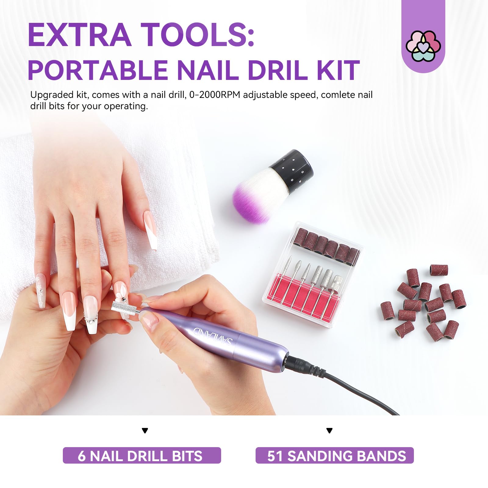 SAVILAND base and top gel for strong adhesion and glossy finish.