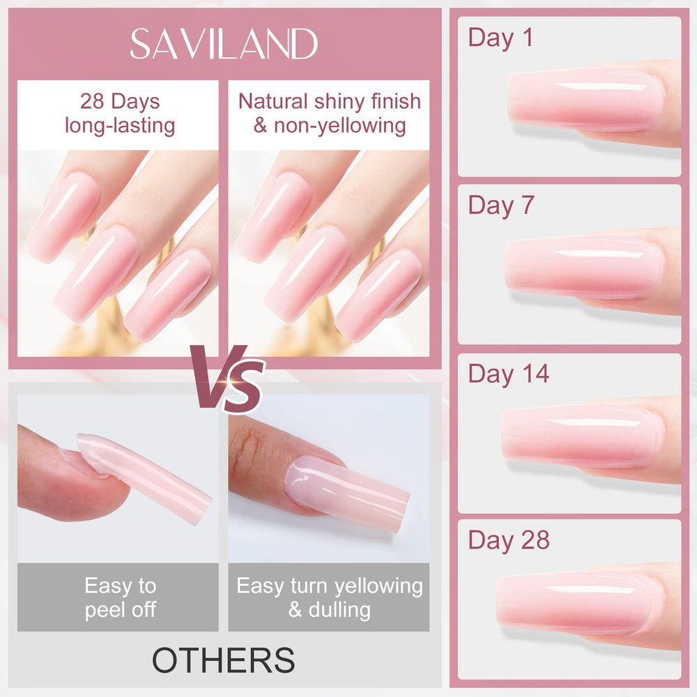 SAVILAND builder gel swatch with glossy finish for long-lasting wear