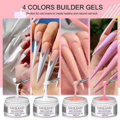 SAVILAND Builder Gel Kit colors: four shades for versatile nail art.