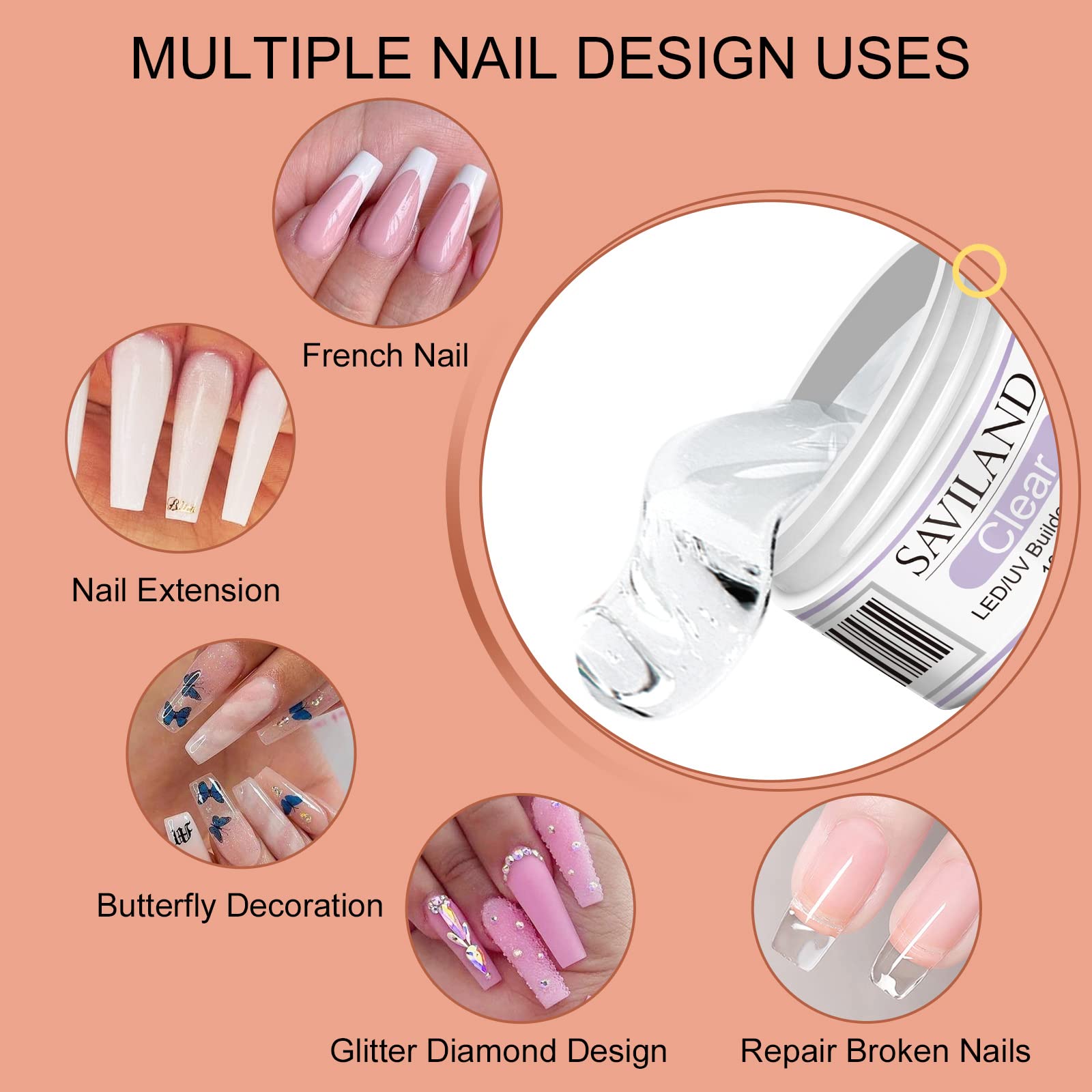 SAVILAND Builder Gel Kit 100 nail forms for extensions.