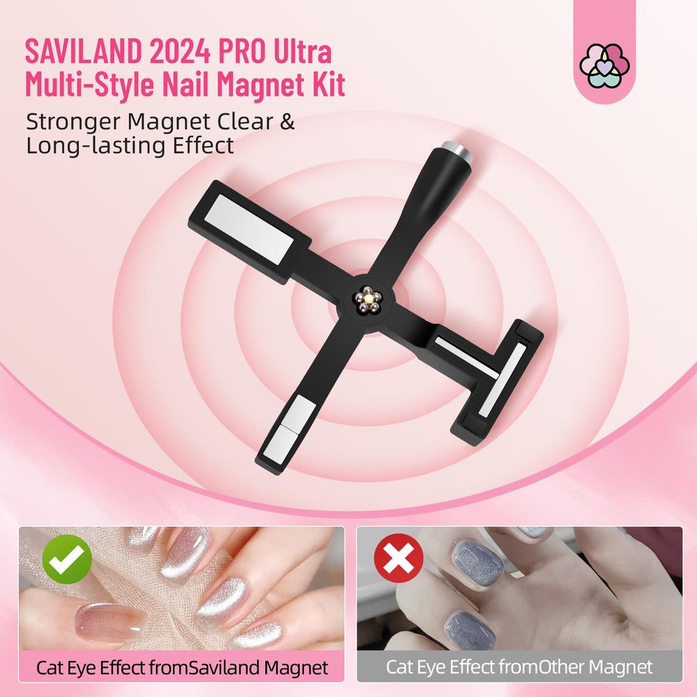 SAVILAND cat-eye magnet on-nail usage demonstrates simple 15–30 second effects.