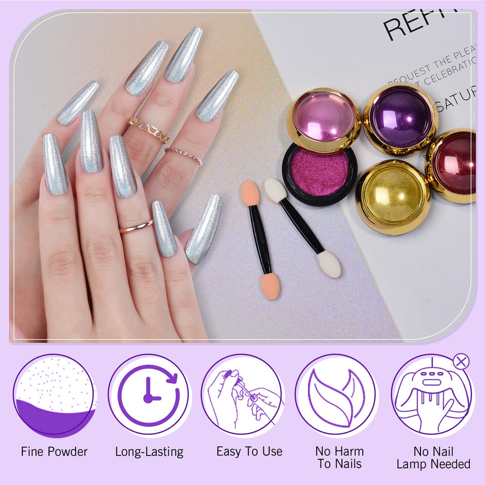 SAVILAND chrome nail powder for 3D nail art with optional sculpting gel.