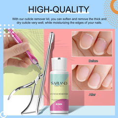 SAVILAND cuticle pusher application view shows gentle aid for push-back