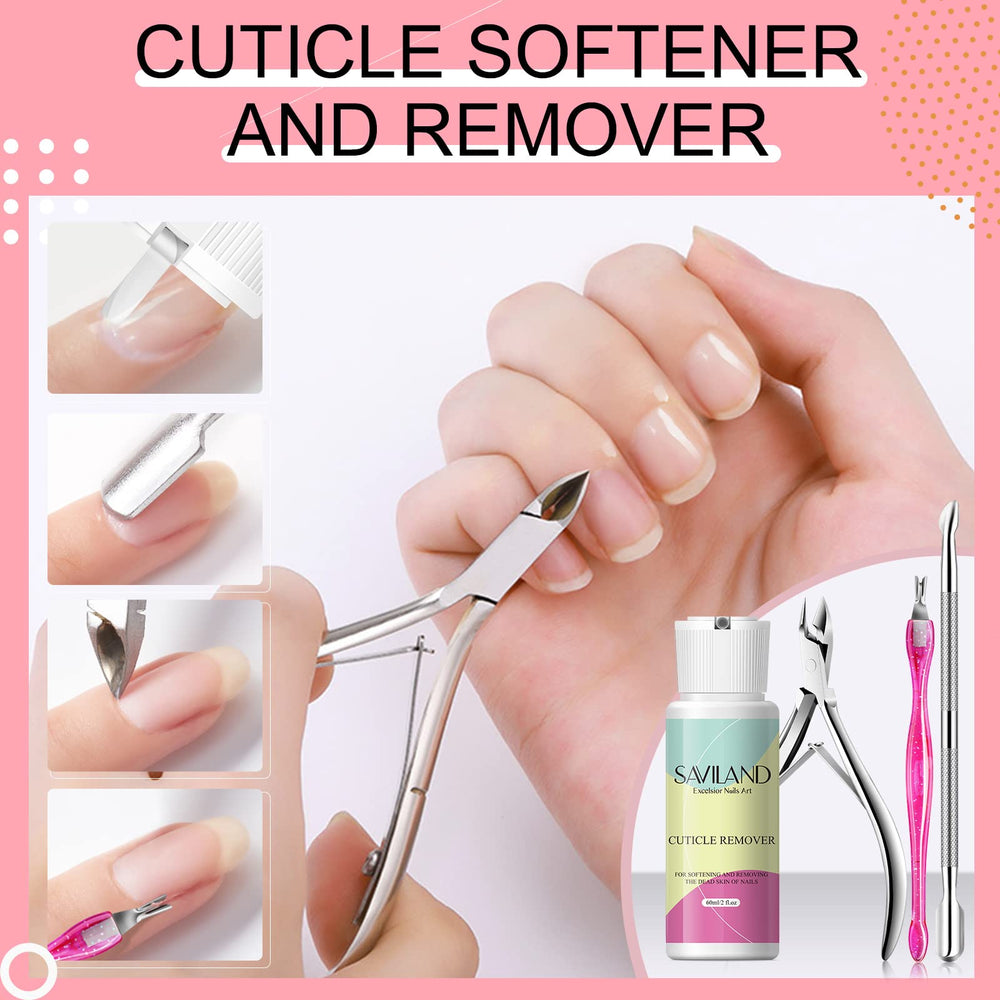 SAVILAND cuticle remover kit closeup highlights precise trimming for neat nail edges
