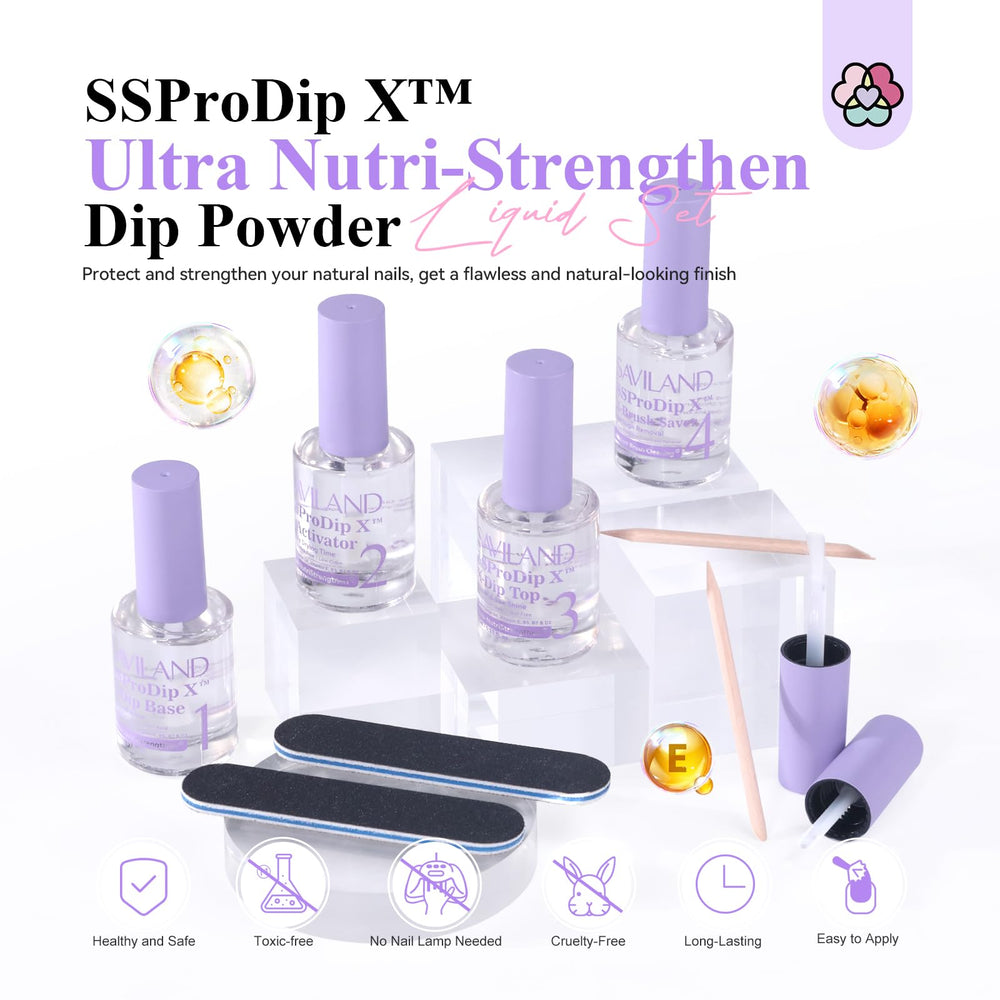 SAVILAND dip-activator-bottle accelerates drying for quick, professional results.