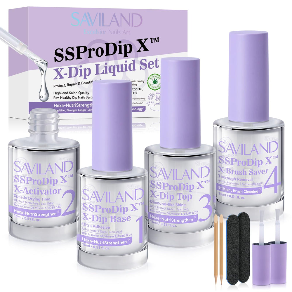 SAVILAND dip-base-bottle enables smooth base for even, durable at-home manicures.