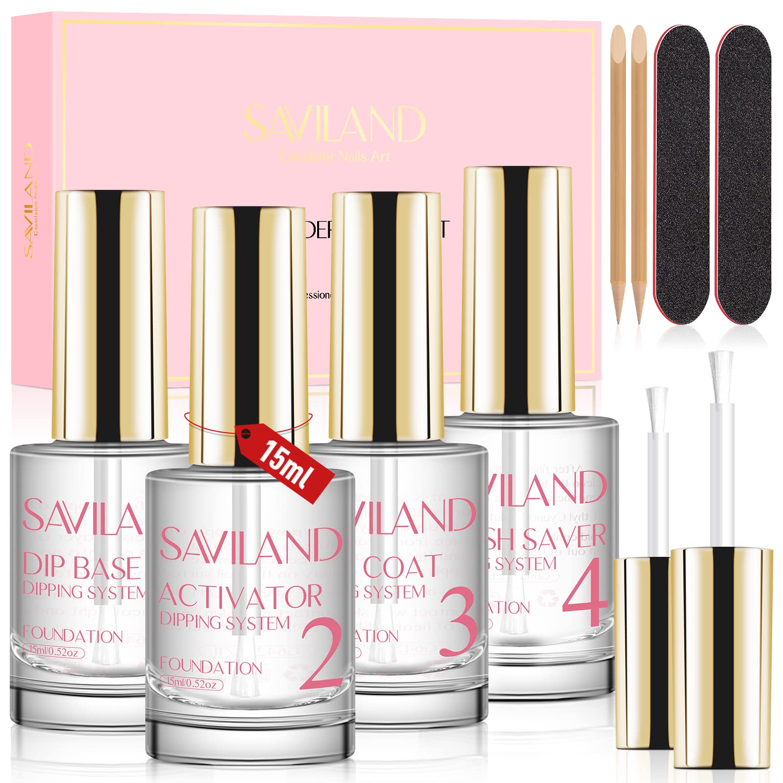 SAVILAND dip powder liquid set box packaging for beginner-friendly manicure