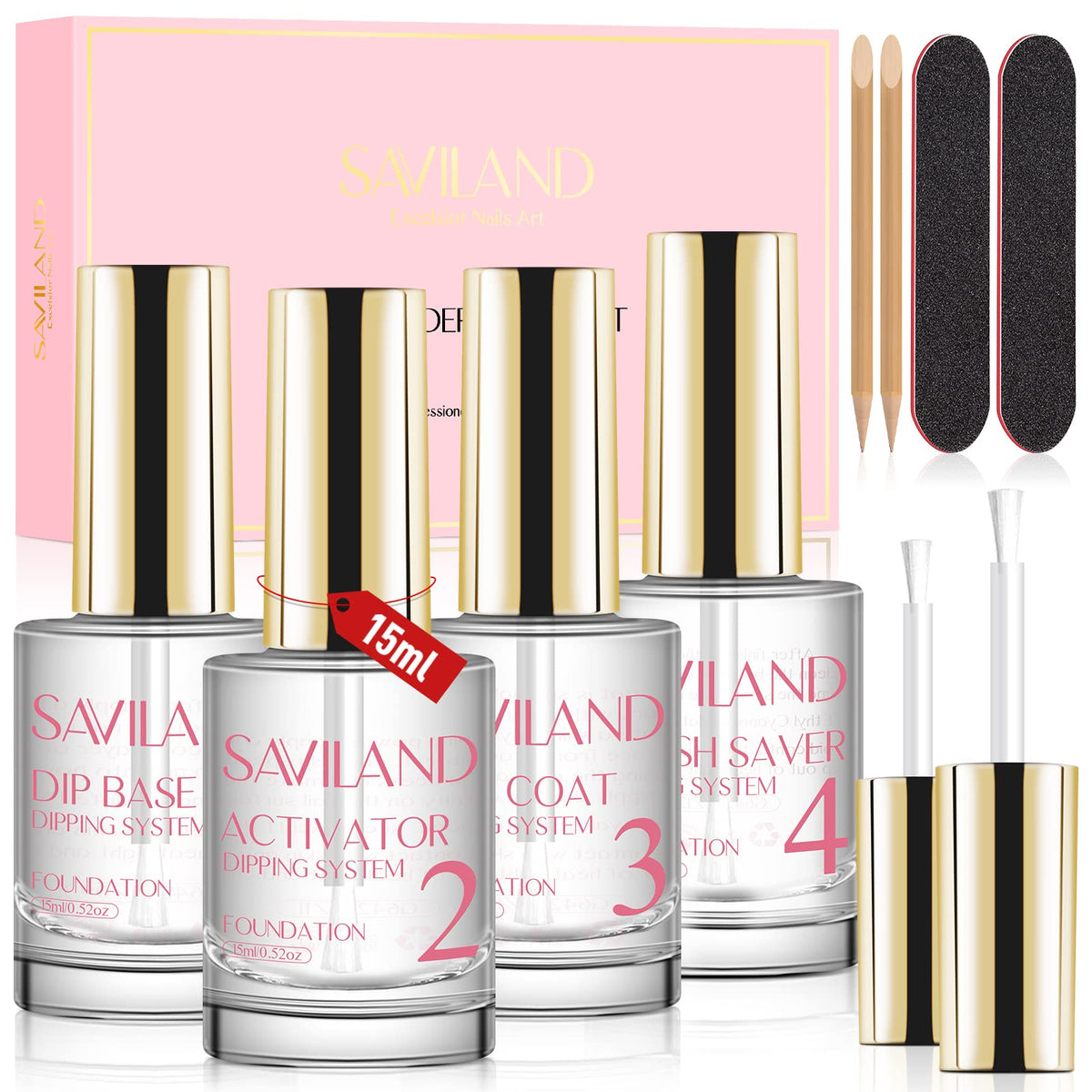 SAVILAND dip powder liquid set box packaging for beginner-friendly manicure