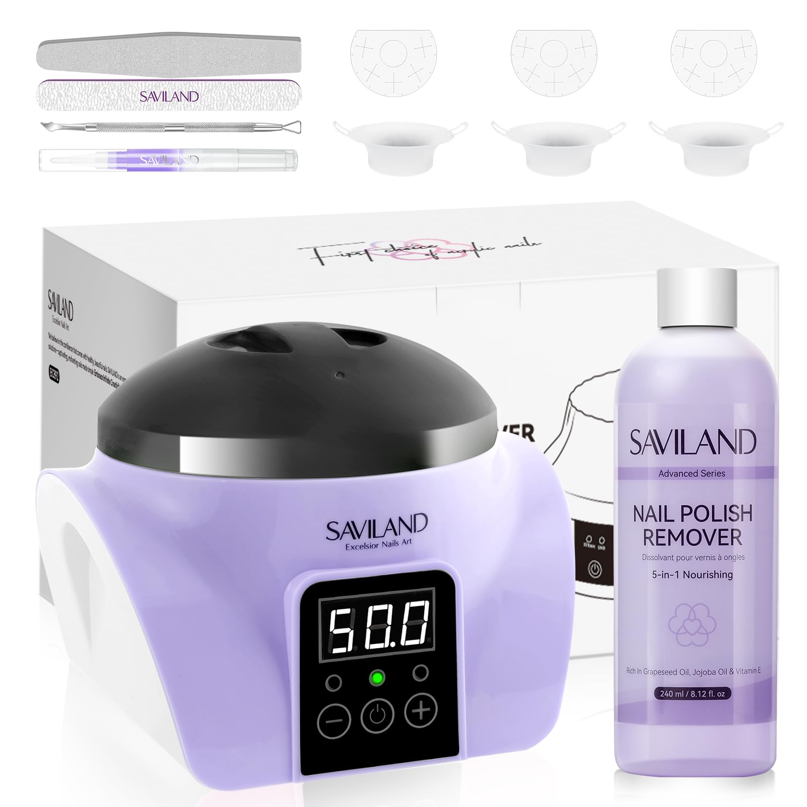 SAVILAND Essentials nail-polish-remover-machine shows gentle steam for safe at-home removal.
